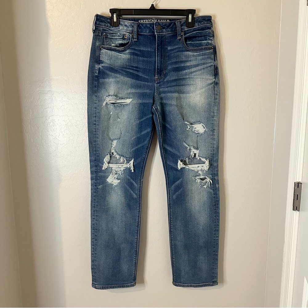 💝AE High-Rise Slim Straight Leg Stretch X NWT Women's Jean 12S